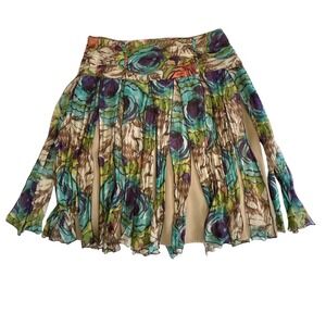 WD·NY Silk Floral Panel Skirt Women 12 Multicolor Fairy